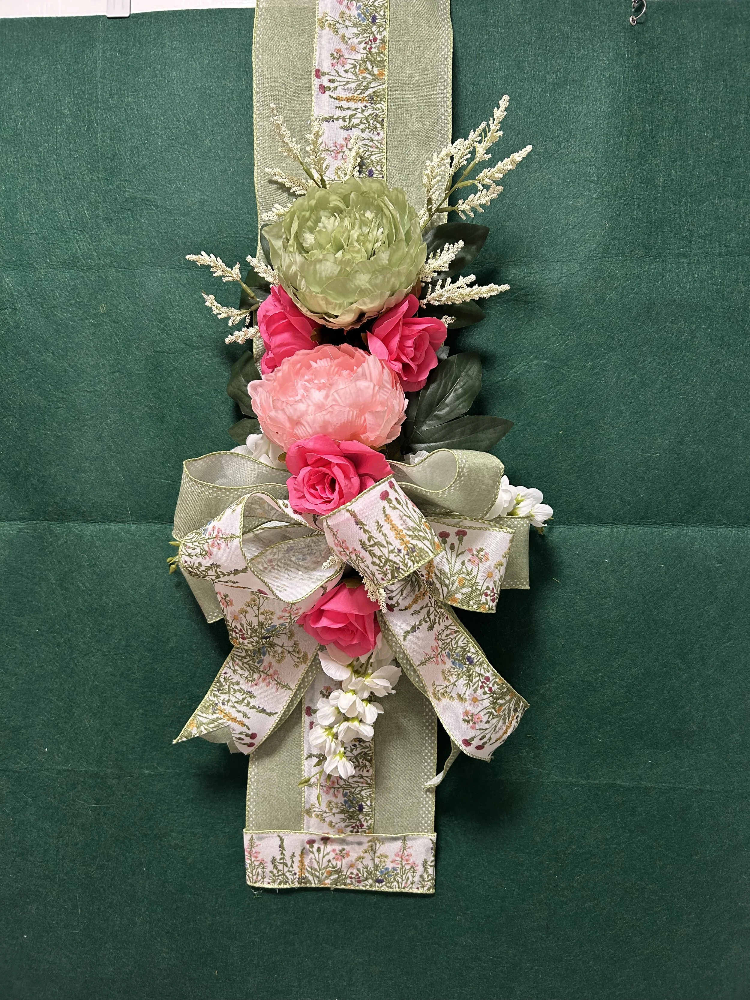 Double Sided Elegant Floral Swag with Ribbon Accents