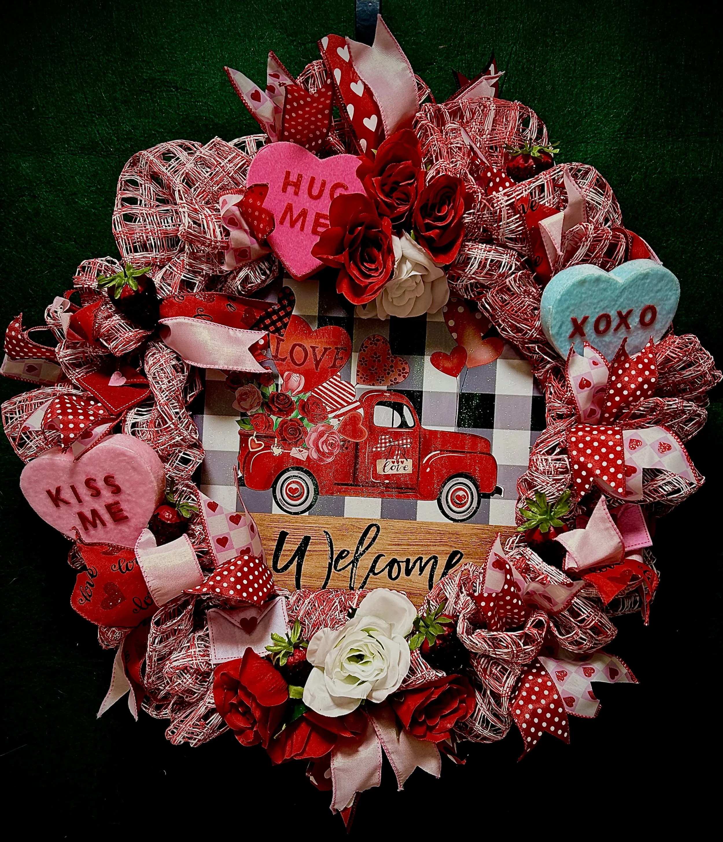 Valentines Day w/ chocolate covered strawberries wreath