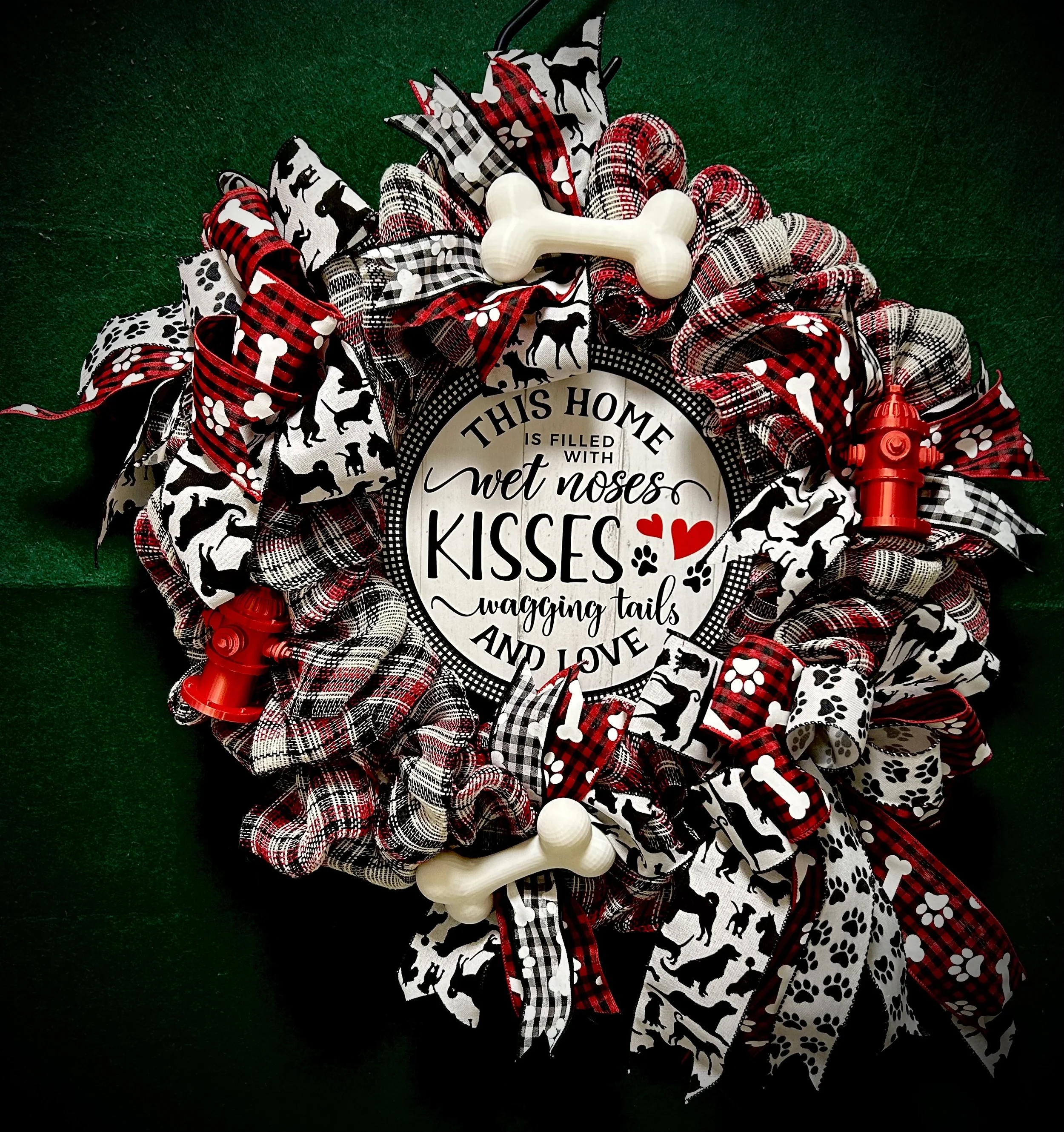 Dog Lovers Wet Noses and Kisses Center sign red black and white