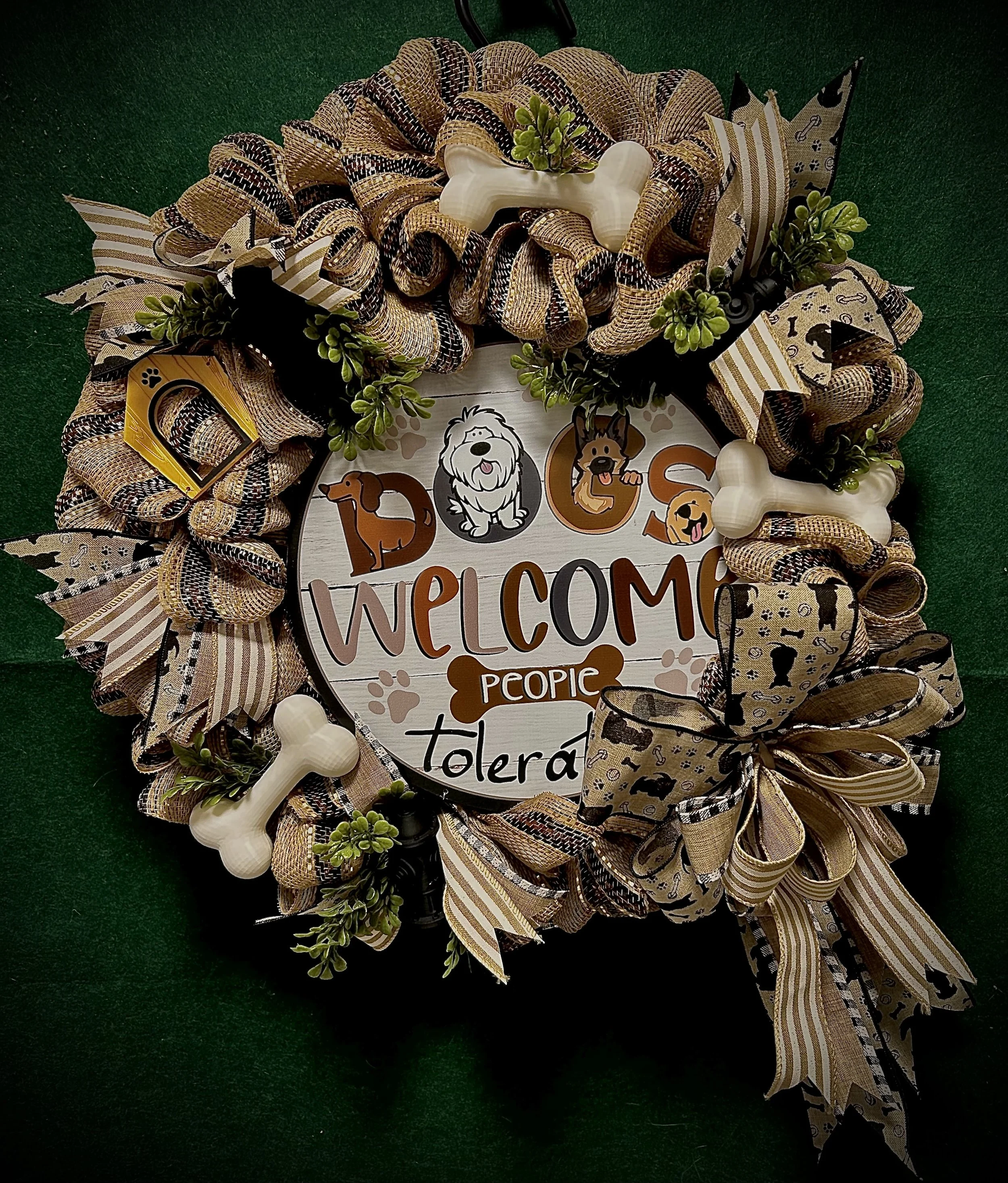 Dog Lover's Welcome  People Tolerated Wreath