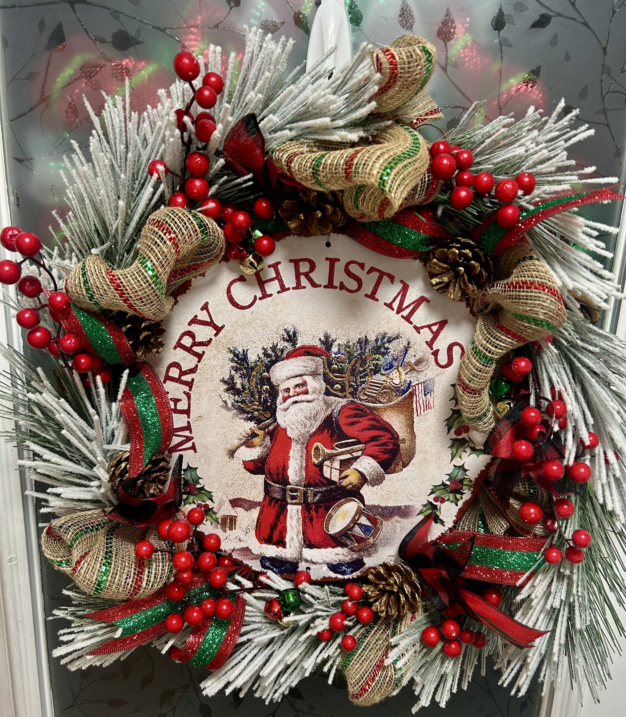 Classic Santa Merry Christmas Wreath