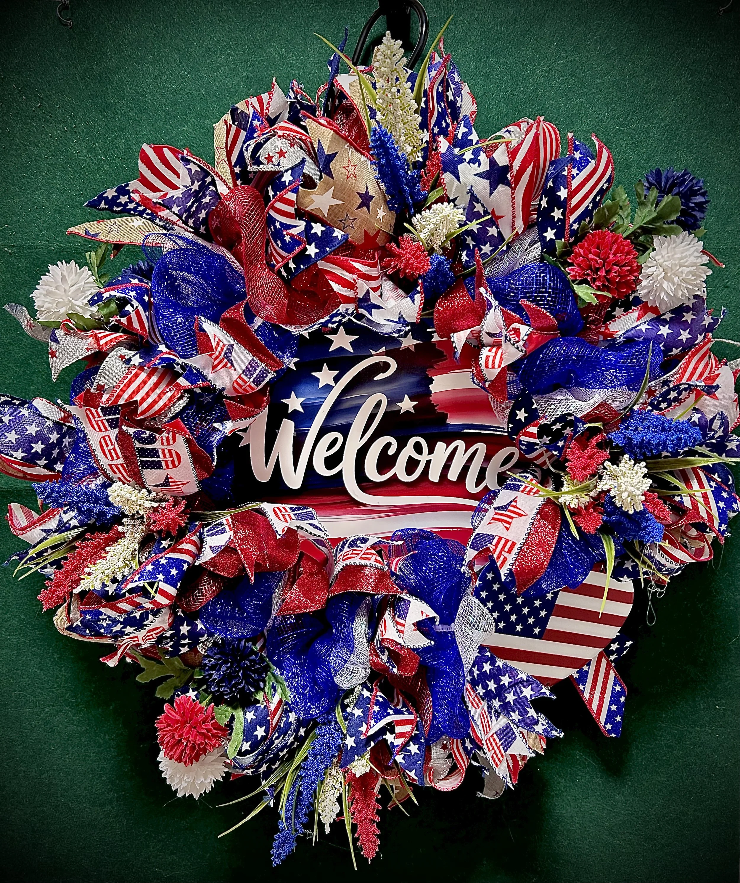 Welcome Patriotic Wreath with Heart