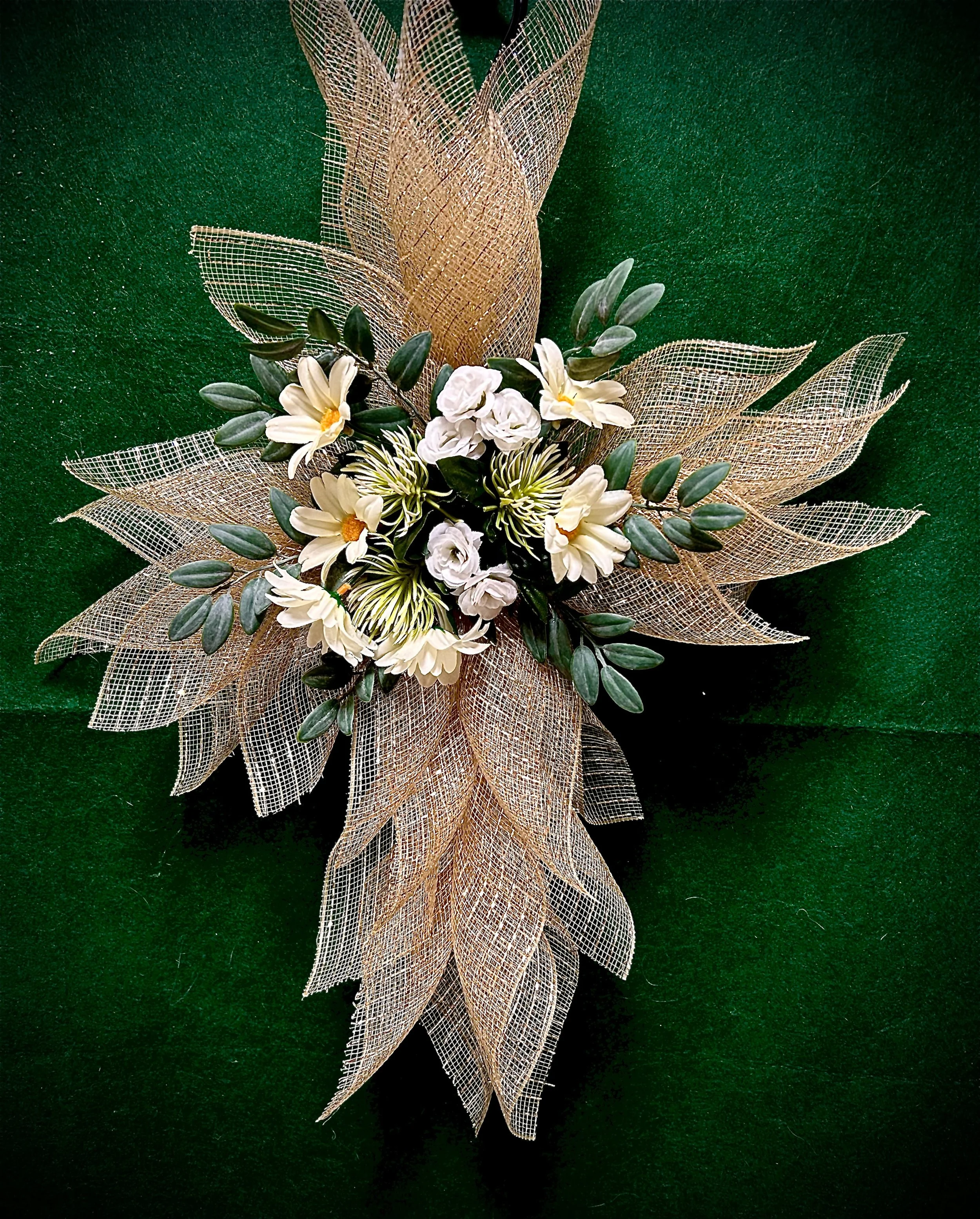 Handmade Floral Wall Art with Ribbon