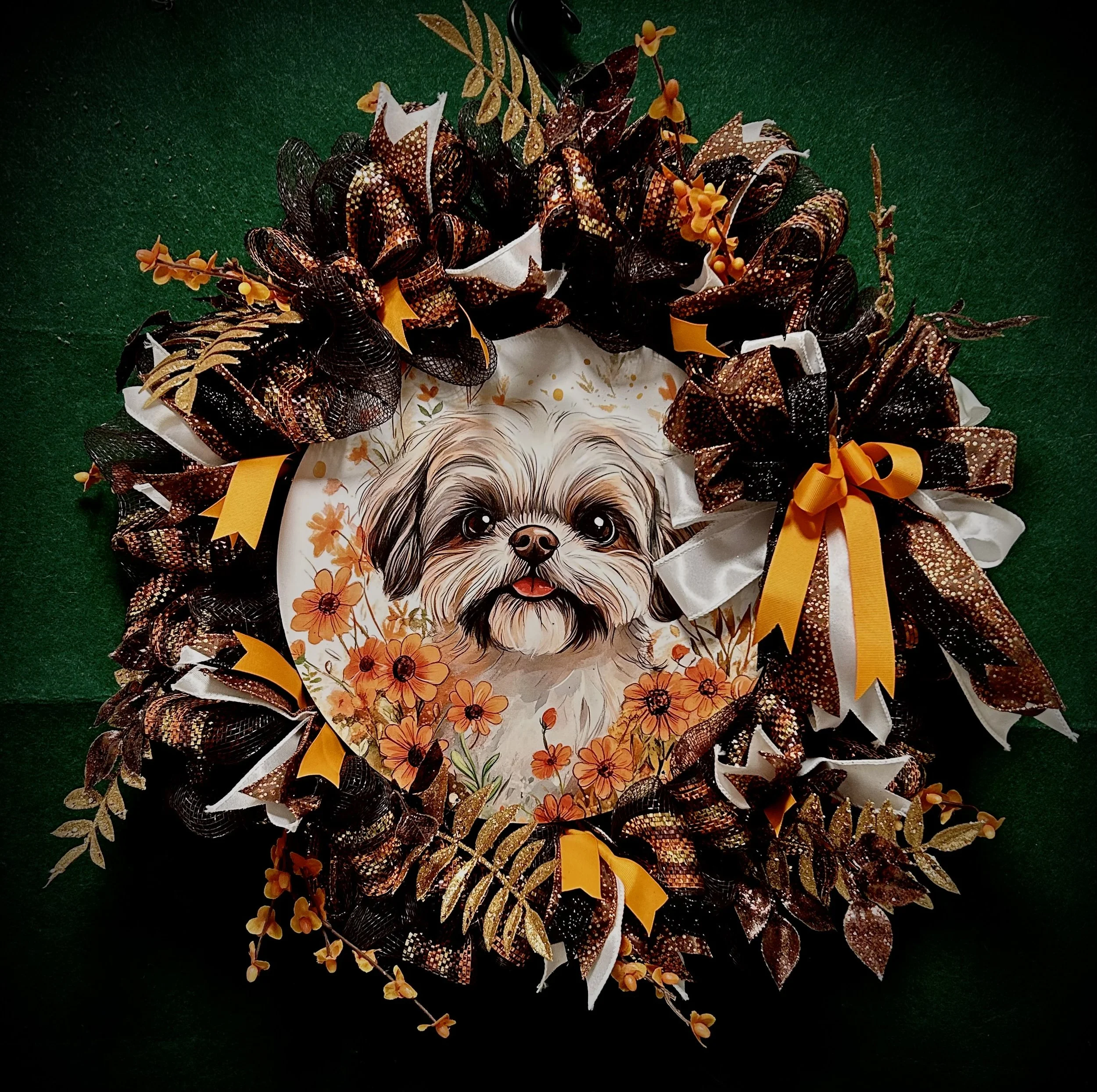 Schitzu Wreath Orange White & gold