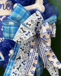 Dog Lover's Delight Welcome Wreath Bright Blue and White