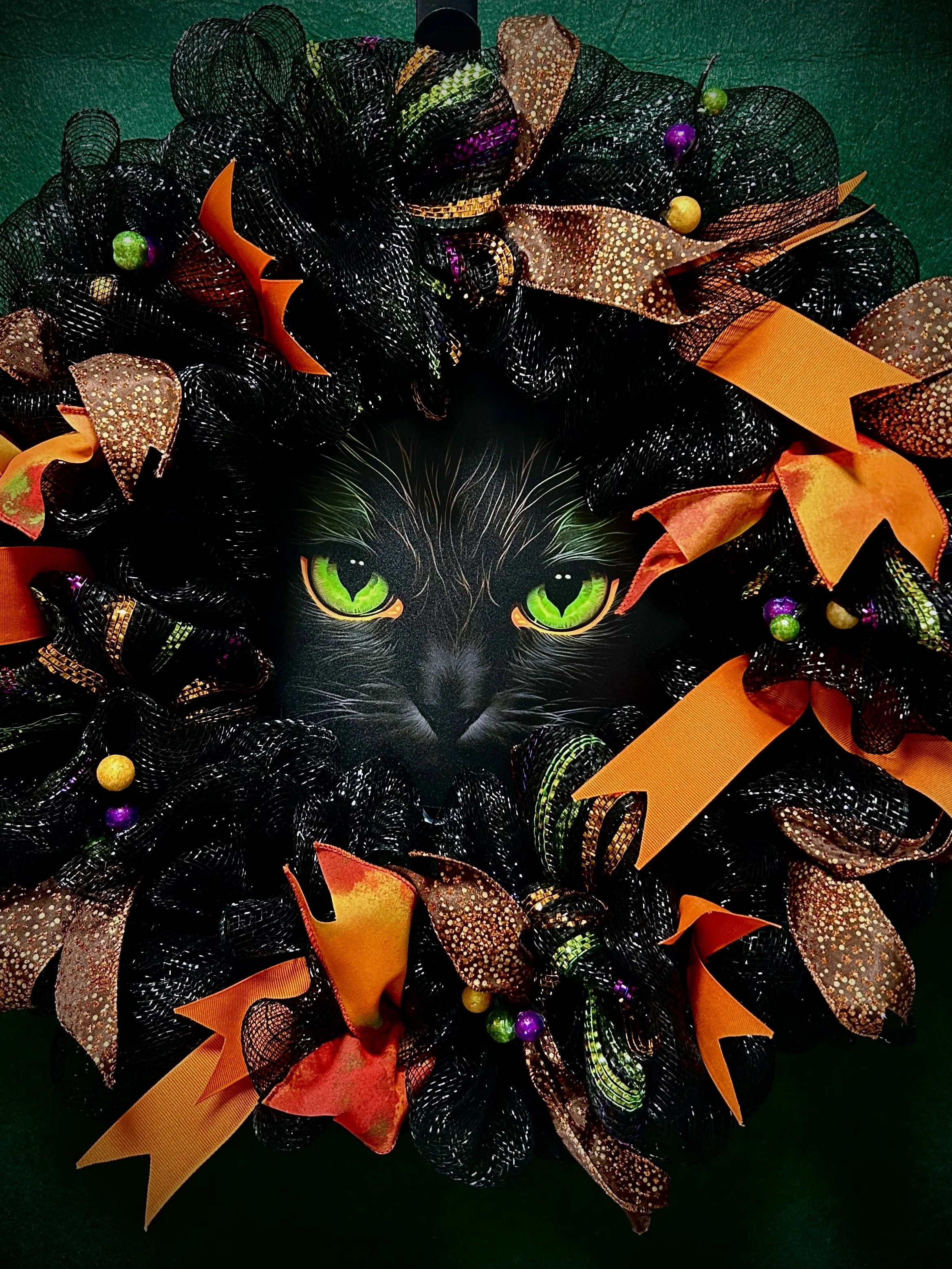 Black Cat Halloween Brown and Orange