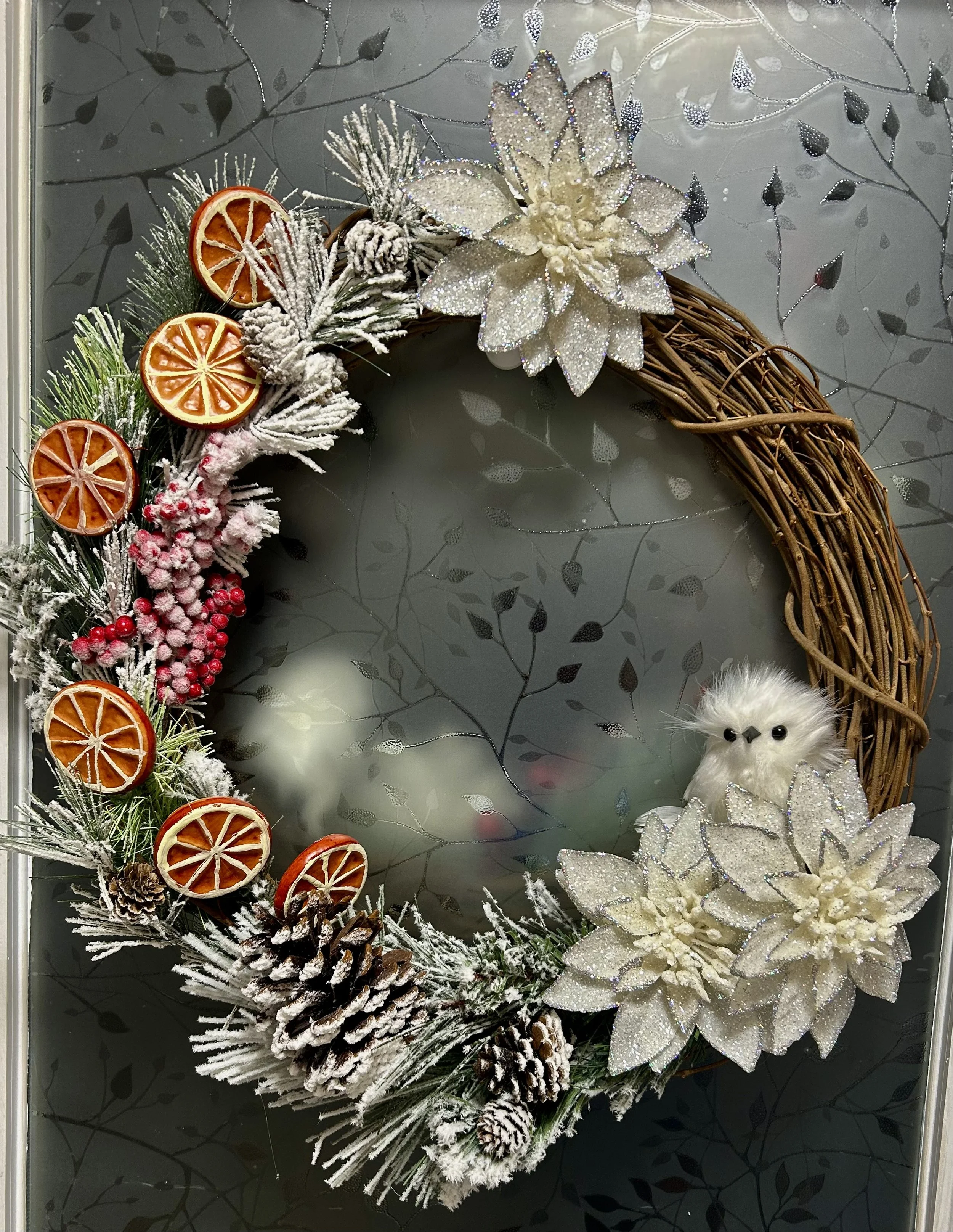 Winter Wreath Oranges and Owls