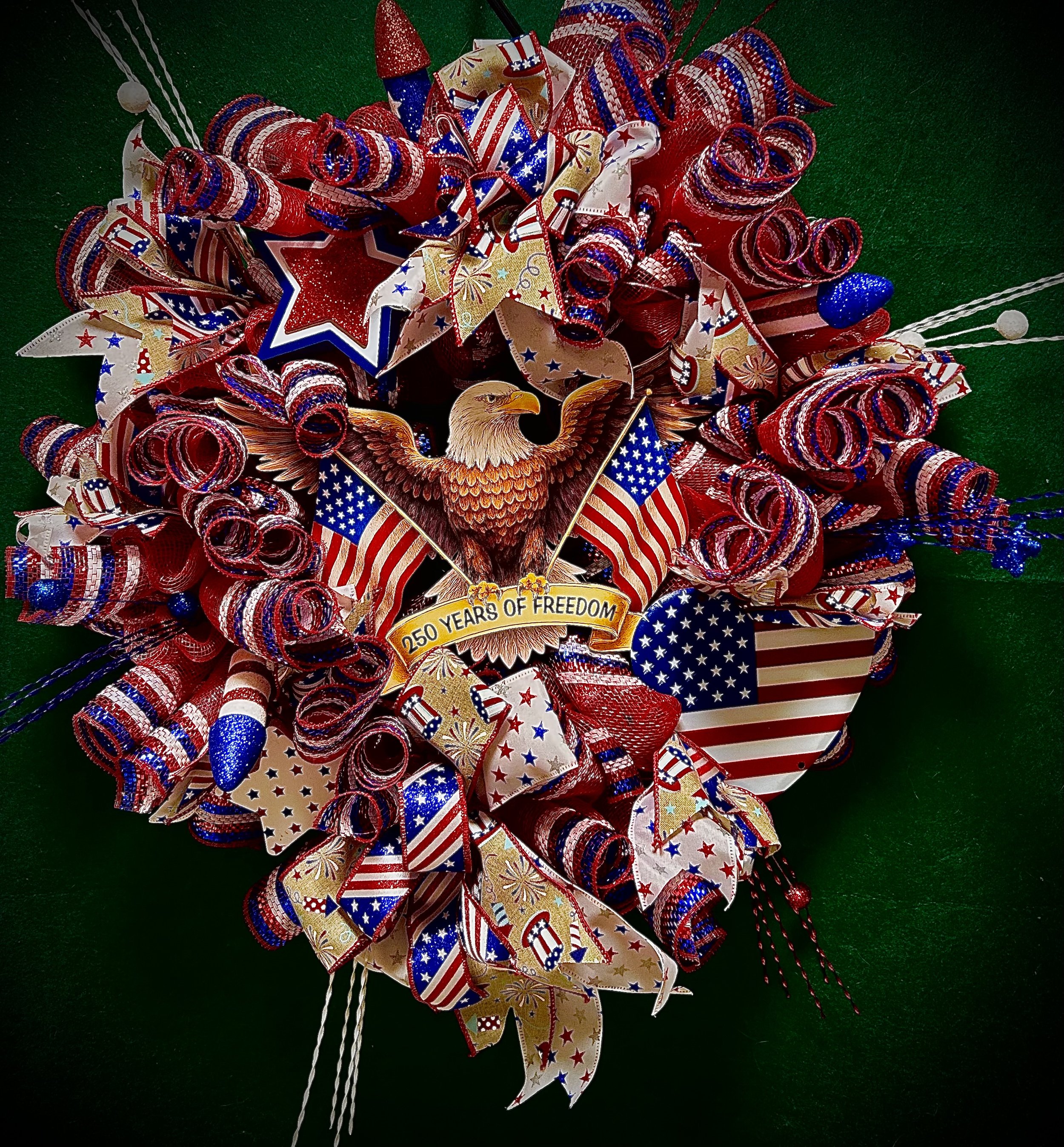 Patriotic 250yr Golden Eagle with Heart