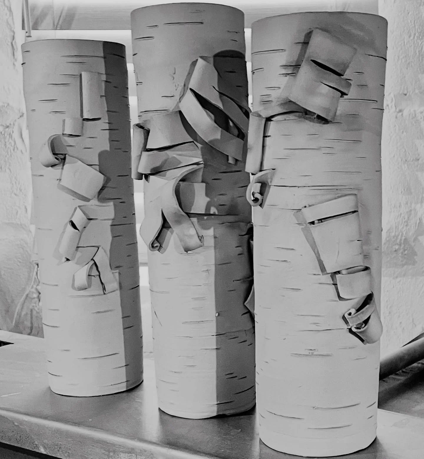 Quietly drying, #ceramicvase #birchmotif #decorative #sculpturalvase #ceramics #pottery #contemporaryceramics #artistsdontretire