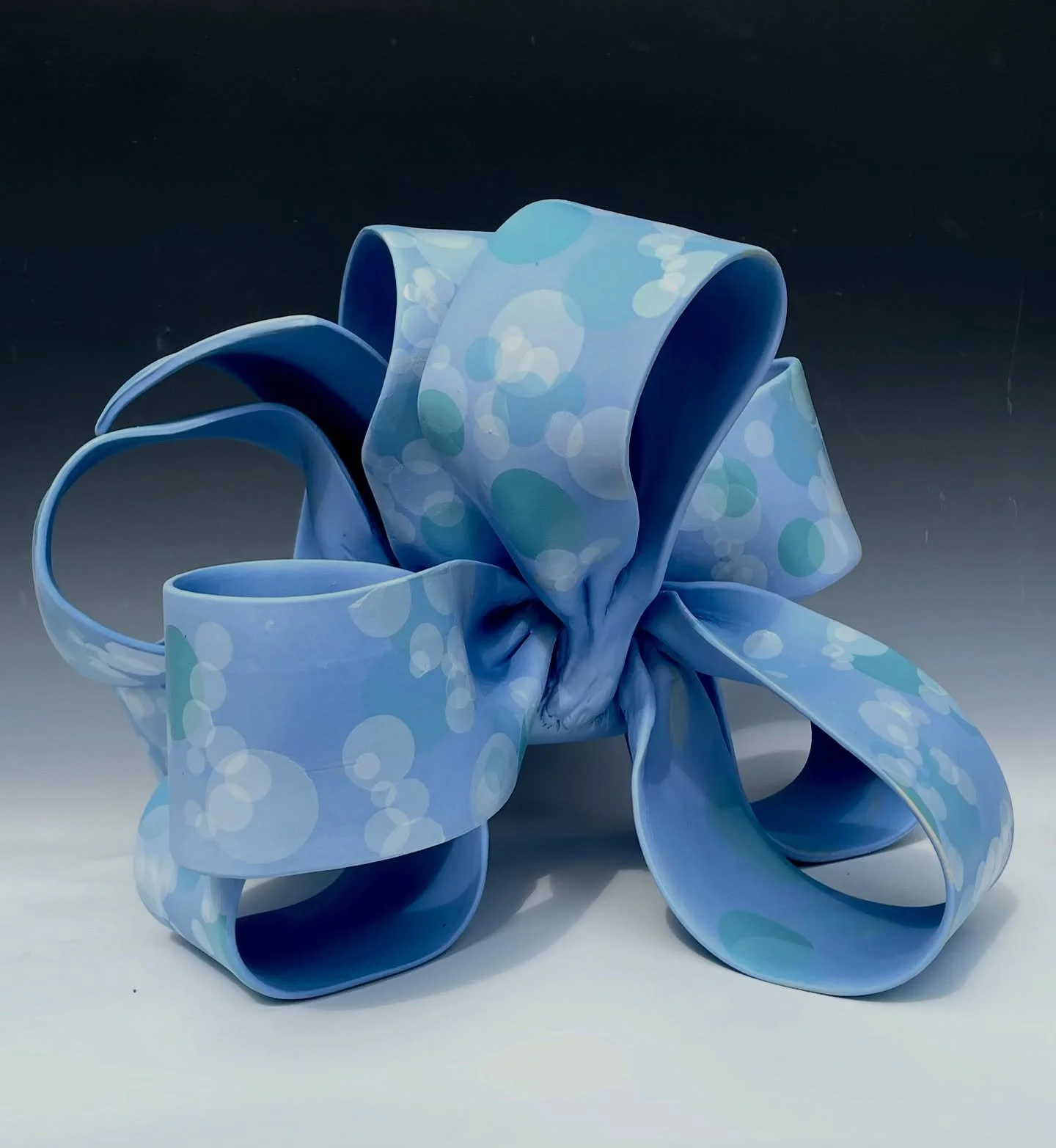 Better on black I believe, Sudsy, #clayart #ceramicsculpture #contemporarysculpture #artobjects #objects #interiorideas #designer #boudoirdecor #blueboudoir #contemporaryceramics #blueart