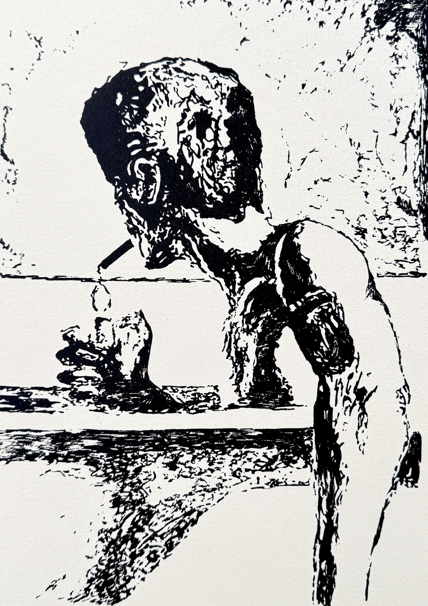 Flamme (Silkscreen Painting) Acrylic on Cardboard, 29 x 21 cm, 2026