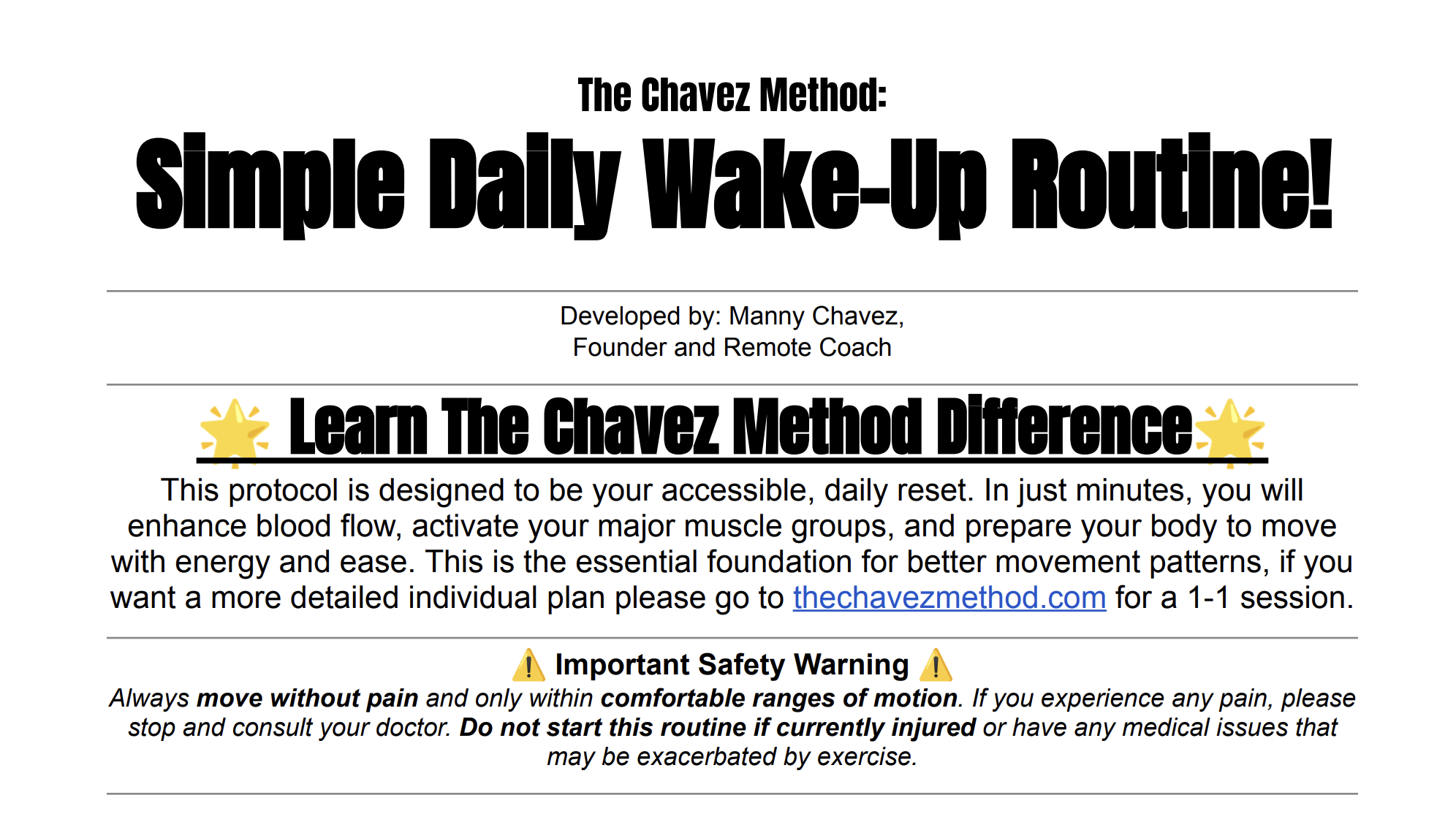 The Chavez Method: Simple Daily Wake-Up Routine!