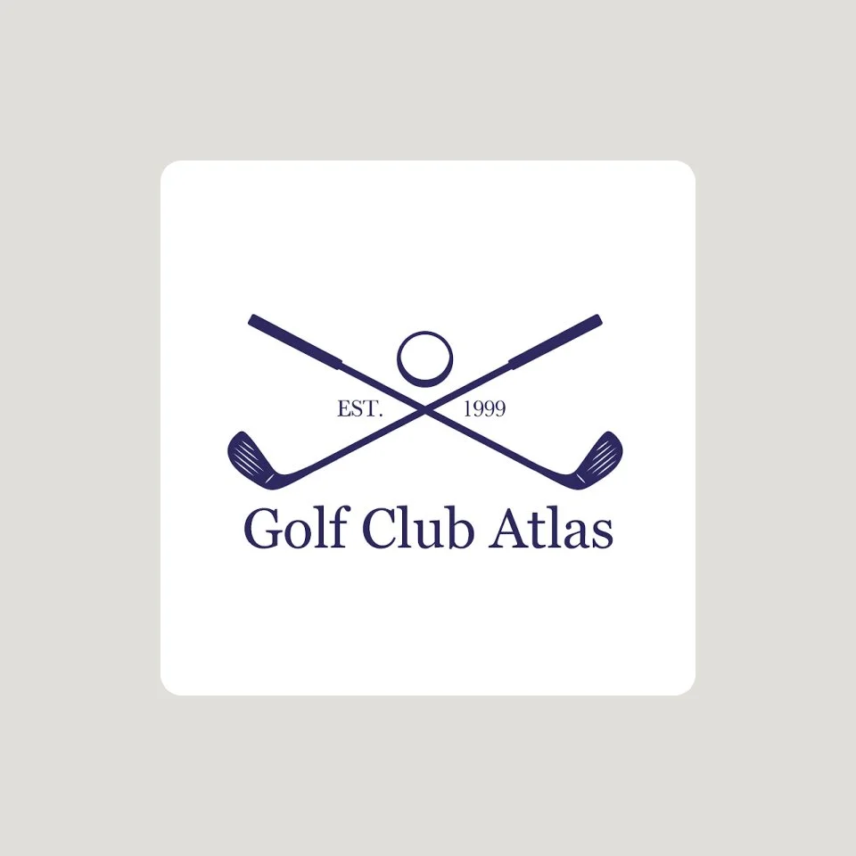 Logo for Golf Club Atlas featuring two crossed golf clubs, a golf ball, the text "EST. 1999".