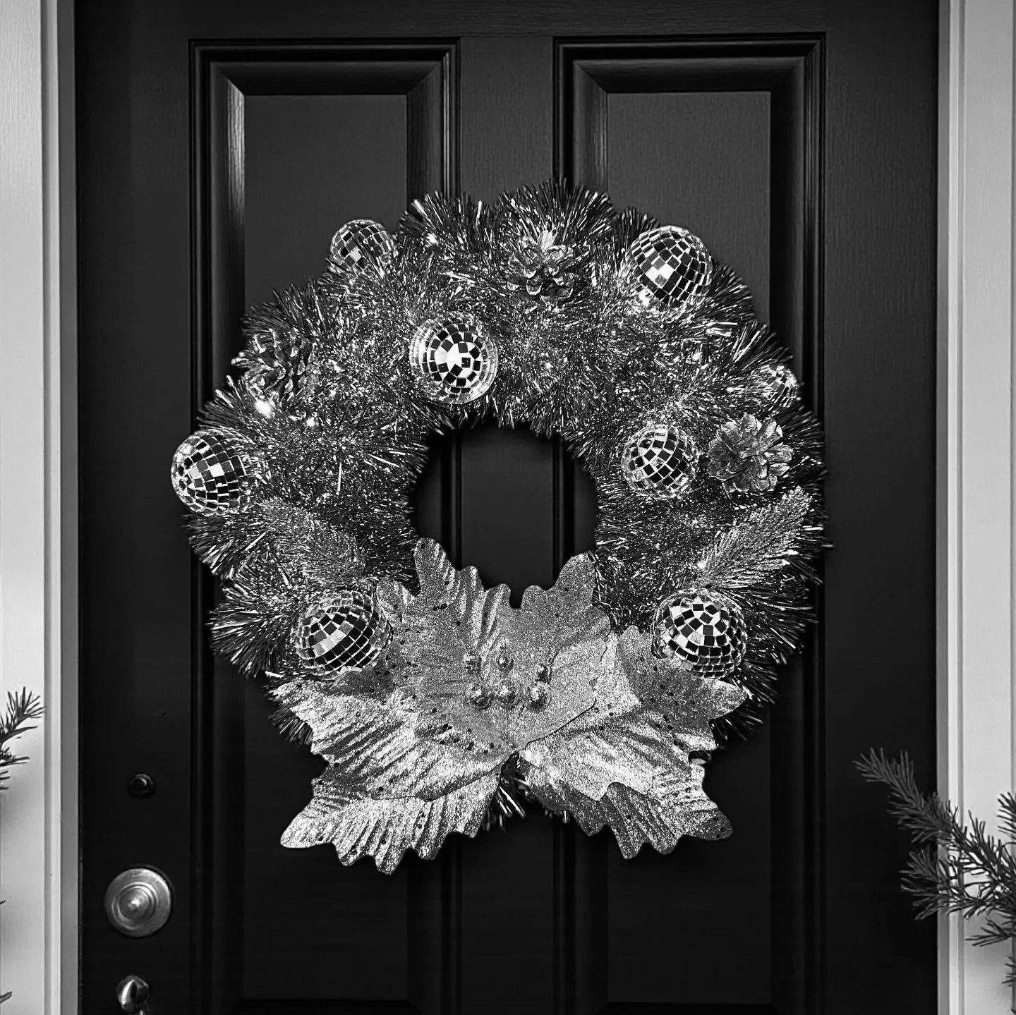 Your door deserves a little disco magic.
Imagine welcoming guests with a shimmer that catches every ray of light &mdash; a handcrafted mirror-covered wreath that turns an ordinary entrance into a sparkling statement.

Each piece is made by hand, cove