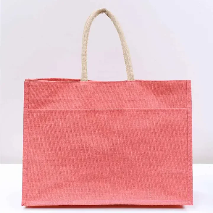 Jute Pocket Tote - Coral