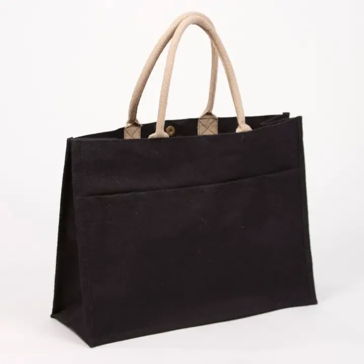 Jute Pocket Tote - Black