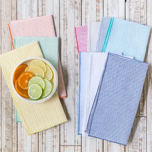 Seersucker Dinner Napkins - Navy
