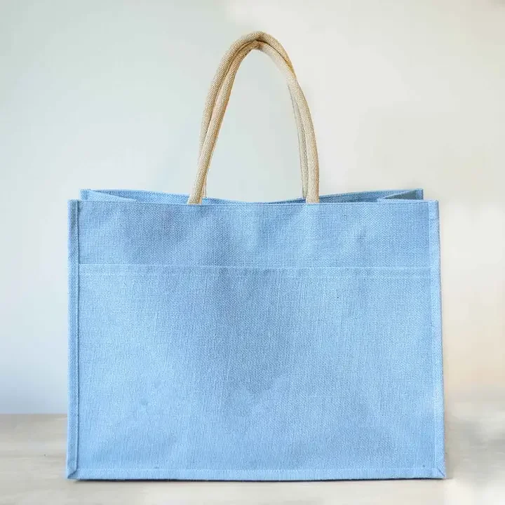 Jute Pocket Tote - Palace Blue
