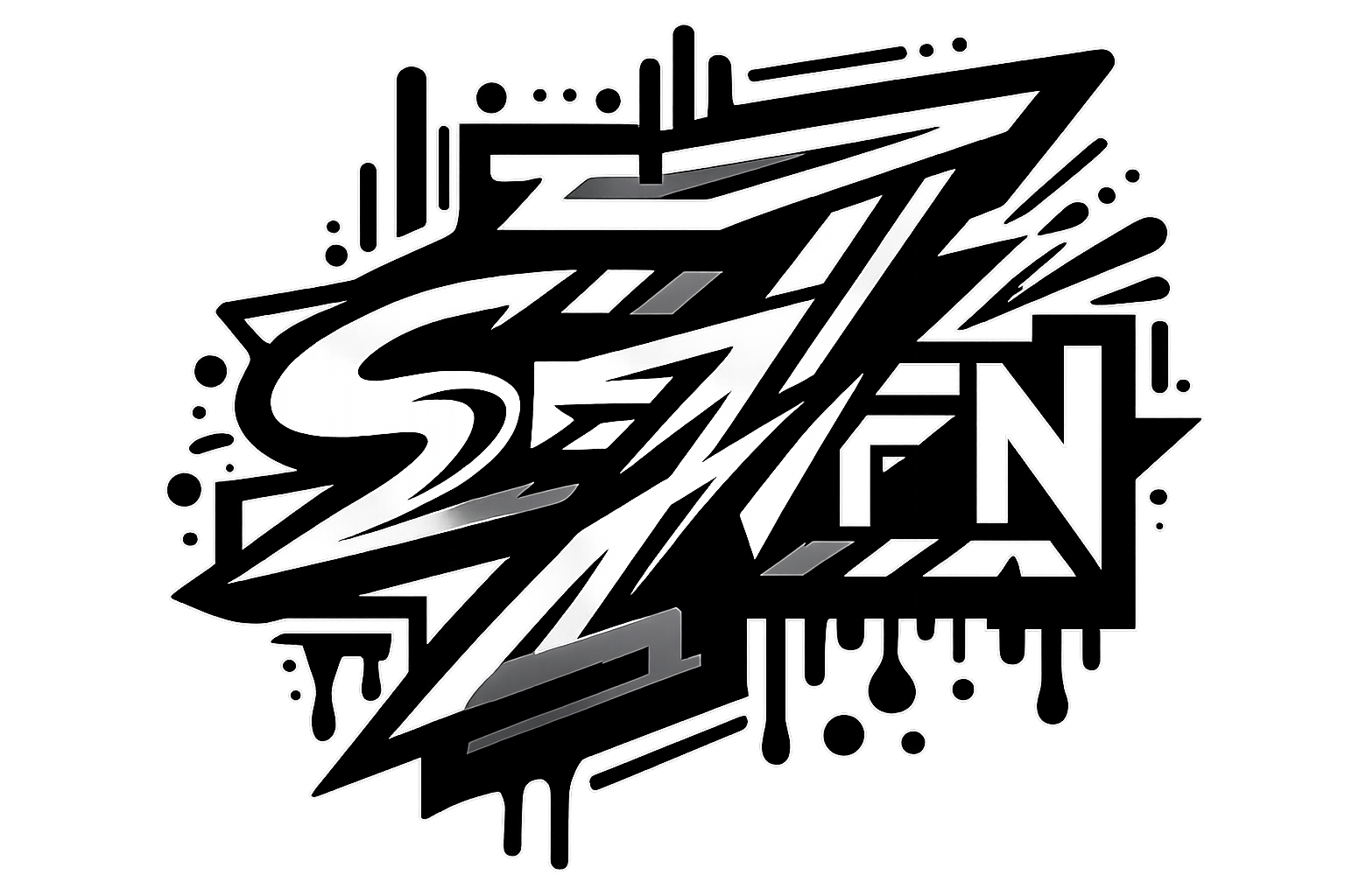A stylized, graffiti-style black and white logo with angular design and splatter effects, featuring the text 'SEM' with artistic and abstract elements.