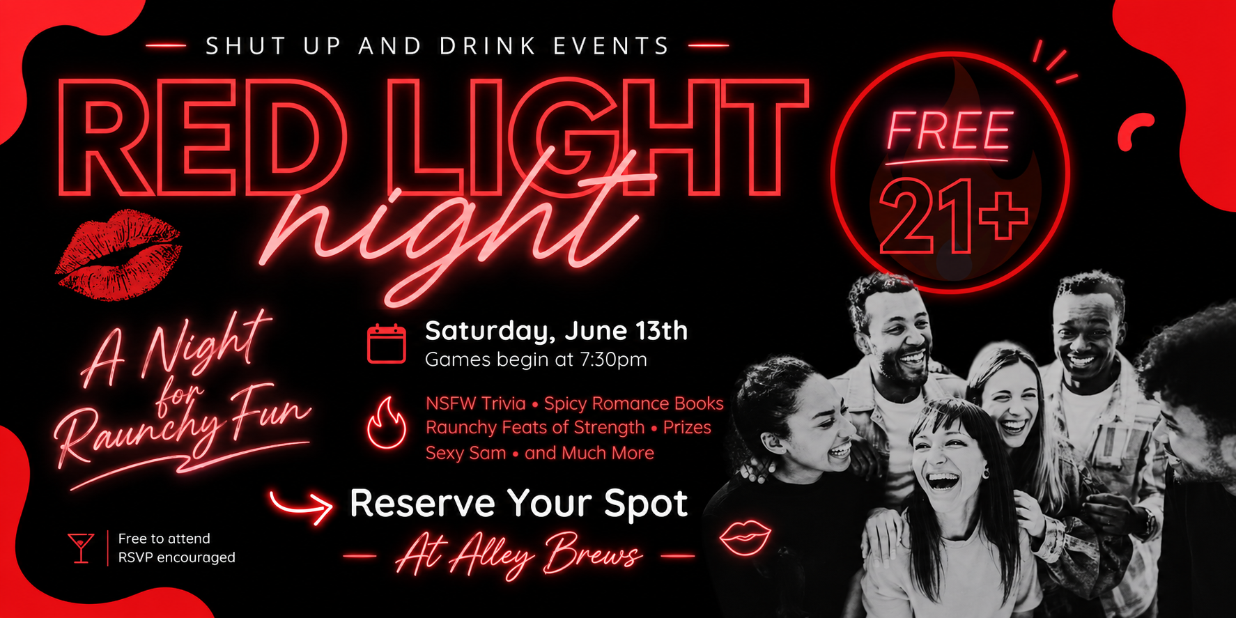 Red Light Night 21+ team game night at The Alley Brews in Denver