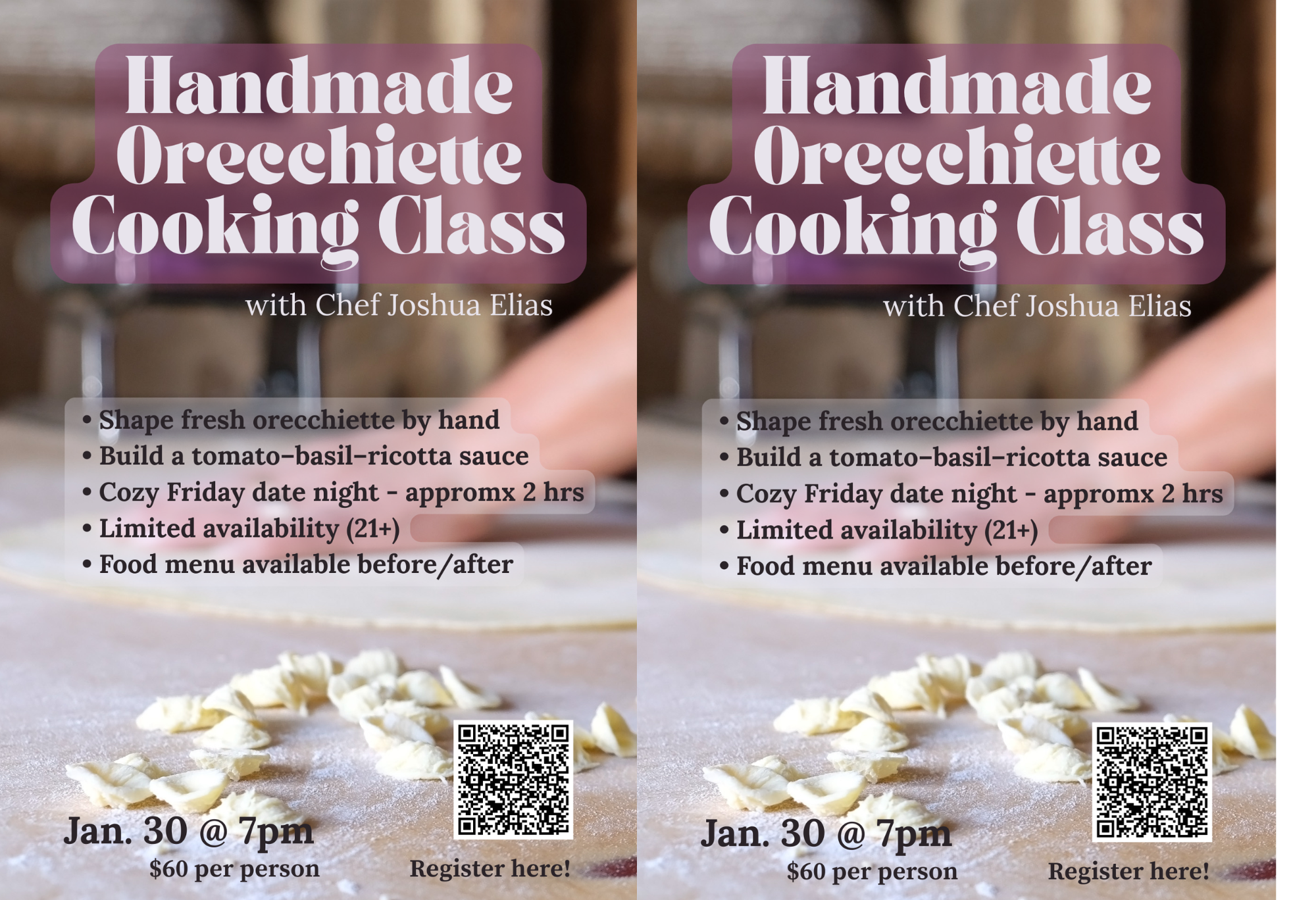 Handmade Orecchiette Cooking Class with Chef Joshua Elias