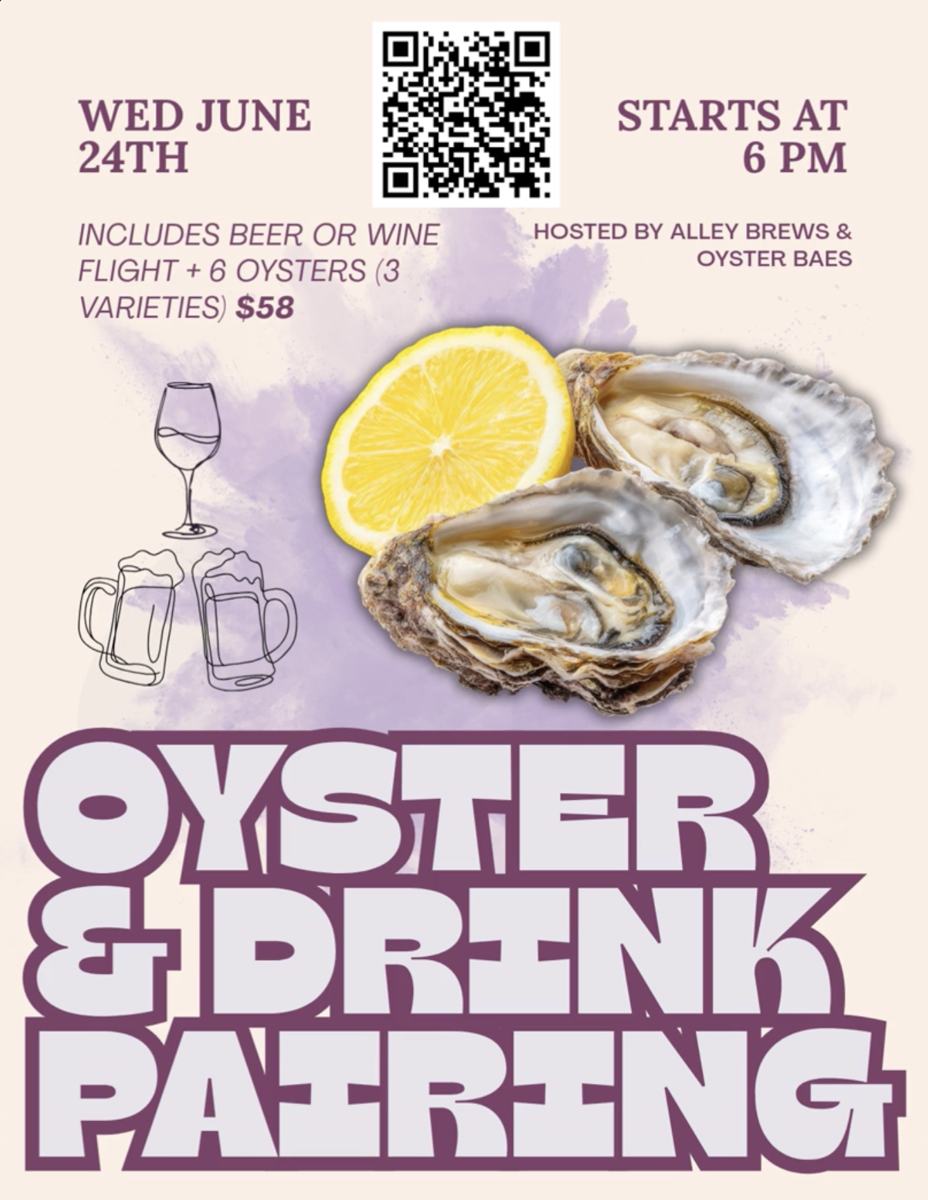 Oysters + Drink Pairing at Alley Brews