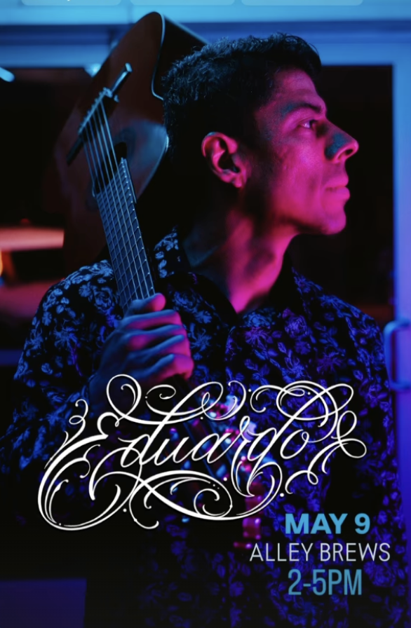 Live music performance at Alley Brews in Denver featuring guitarist for May 9 Mother’s Day event
