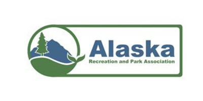 Alaska Recreation and Park Association logo featuring a mountain, pine tree, and a river.