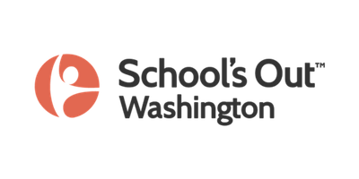 School's Out Washington logo featuring a stylized person with a raised arm in front of a circular background.
