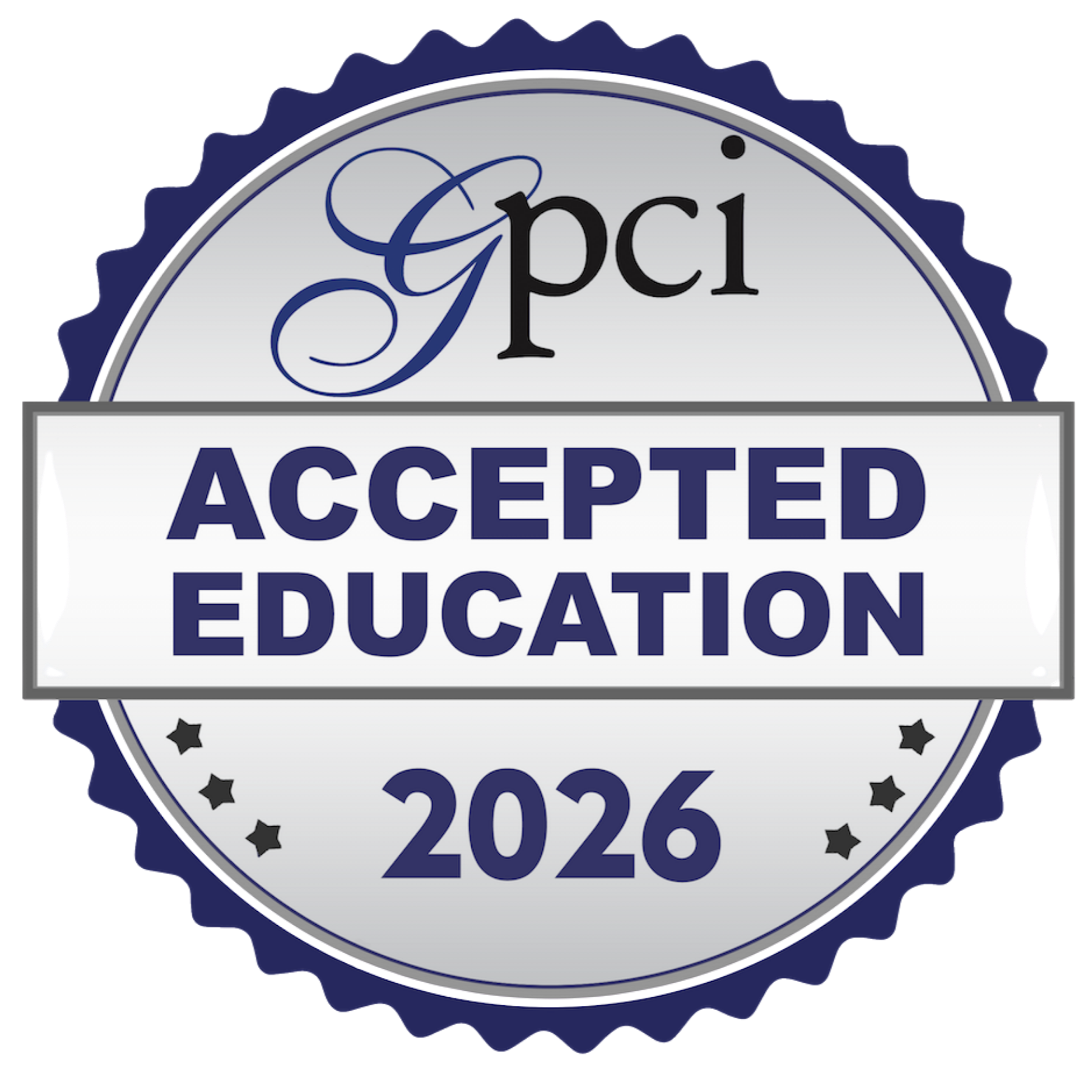 Seal with text 'EPA' and 'Accepted Education 2026' surrounded by stars.