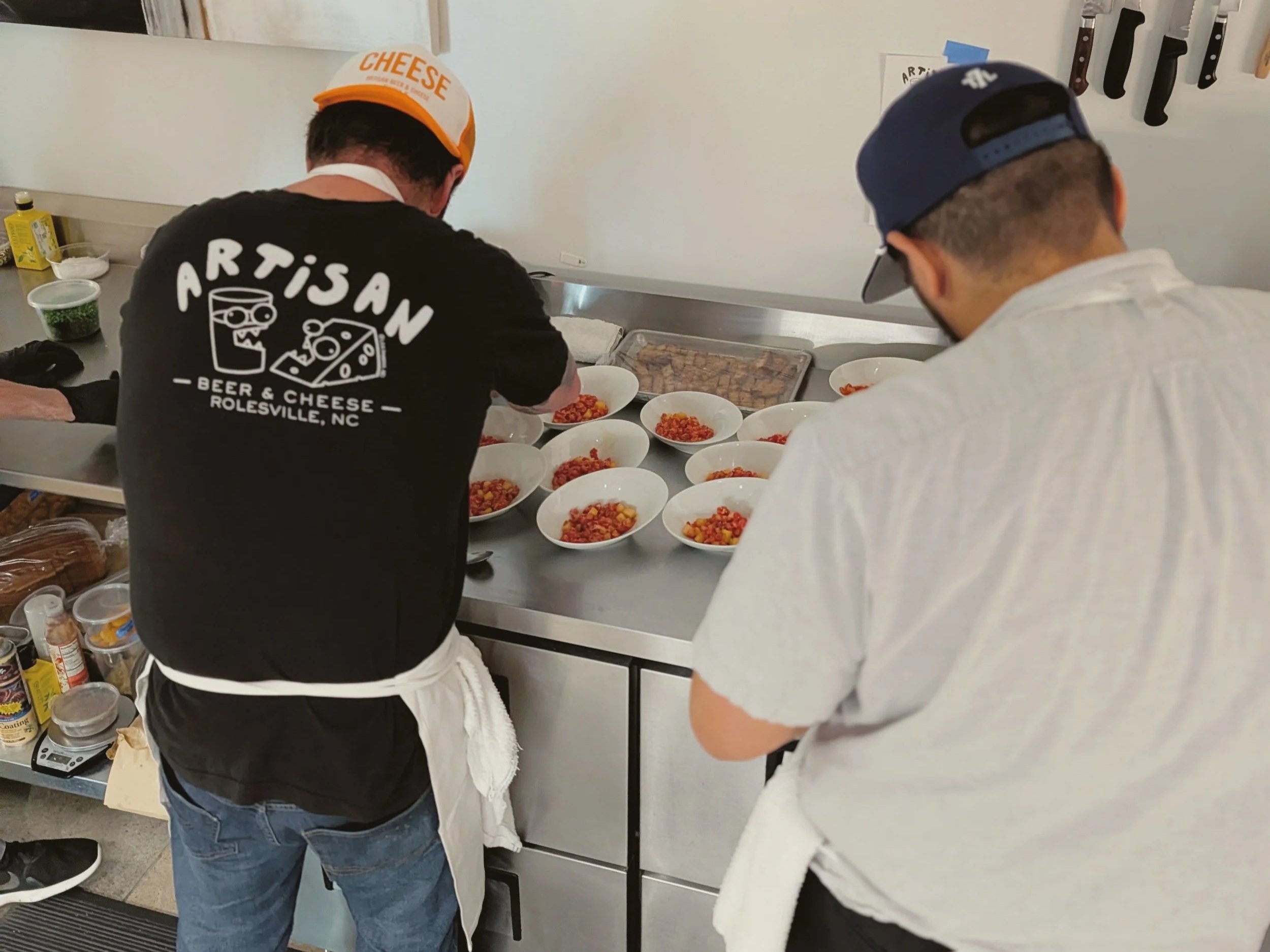 Wine dinner at a cheese shop. 