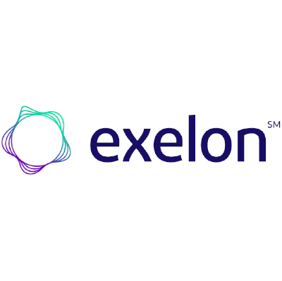 Exelon logo with stylized circular design next to the company name in purple text.