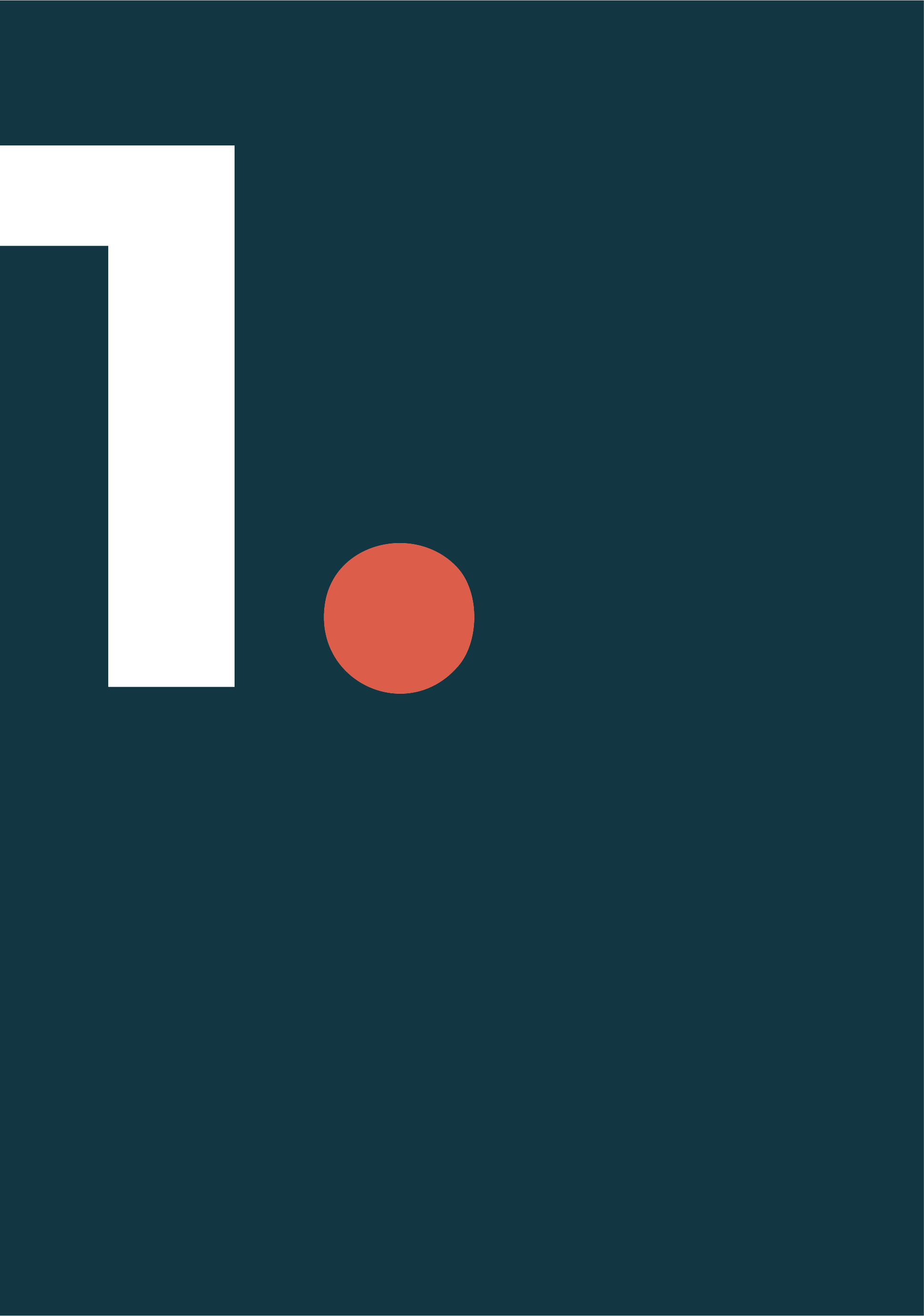 Abstract minimalist number 1 with dark teal background and a red circle.