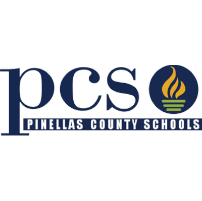 Logos of Pinellas County Schools with a stylized flame icon