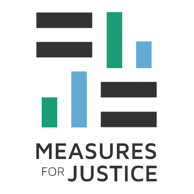 Graphic with bar graphs and text reading "Measures for Justice."