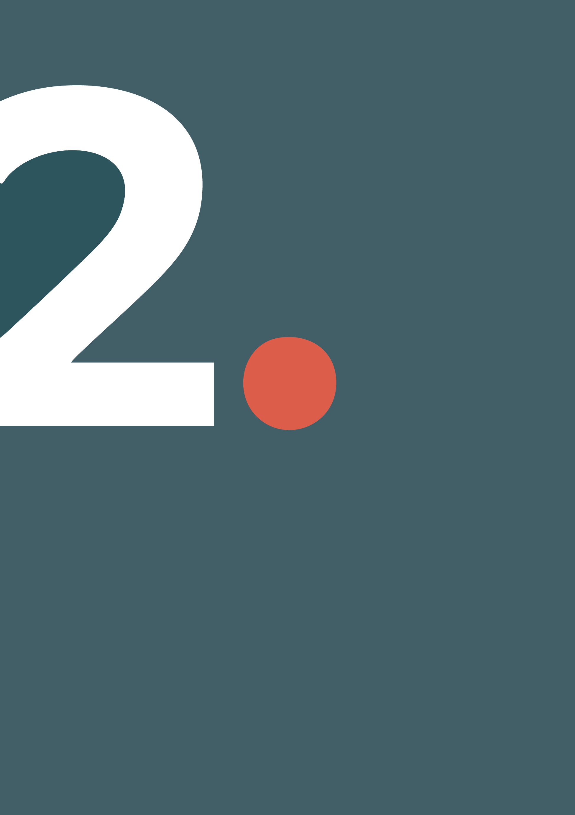 A large white number 2, an orange dot, and a dark teal background.