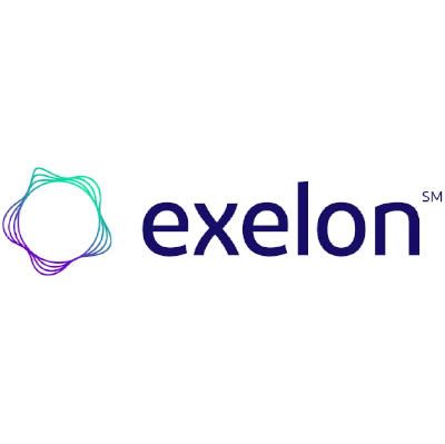 Exelon company logo with a multicolored star design and the word 'exelon' in blue lowercase letters.