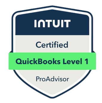 Certificate badge for Intuit QuickBooks Level 1 Certified ProAdvisor