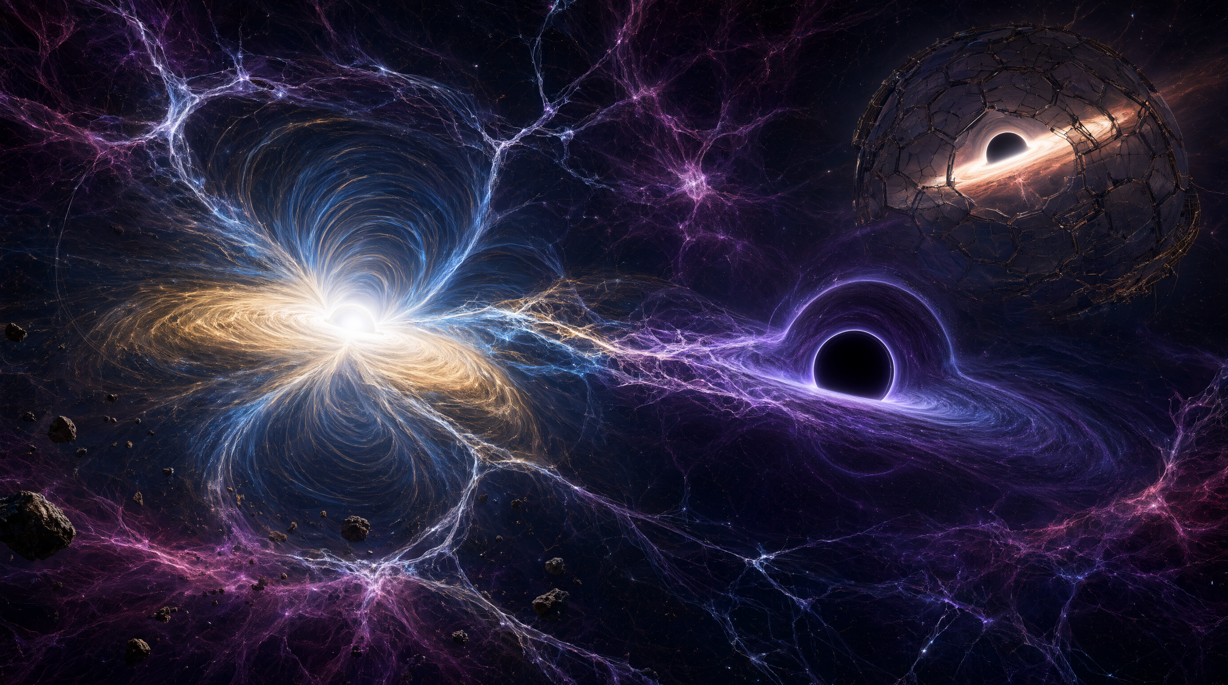 The cosmic nexus: AGI, black holes, and white holes