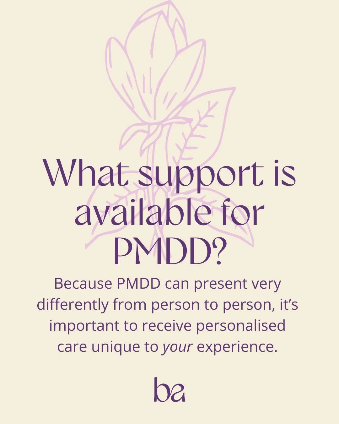 What support is available for PMDD? 💜

PMDD can look very different for each person. Some may experience anger, mood swings, or sleep disturbances, while others notice anxiety, brain fog, low energy, or uncontrollable crying - and some experience al