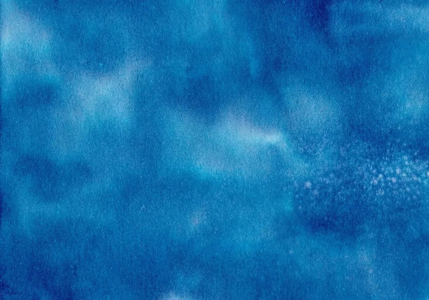 Abstract watercolor painting with various shades of blue, white, and hints of turquoise.