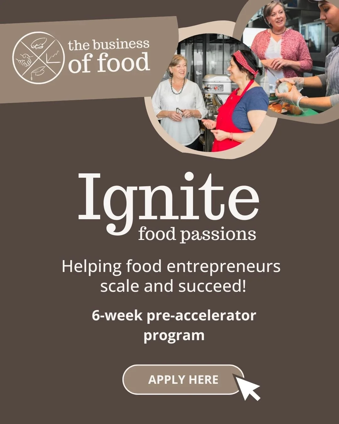 A 6-week program
8 experts in their fields sharing their knowledge
9 workshops delivered on topics of challenge
1 exciting presentation night
10 passionate food business owners

...is your food business set to scale and grow this year?!

Apply now! S