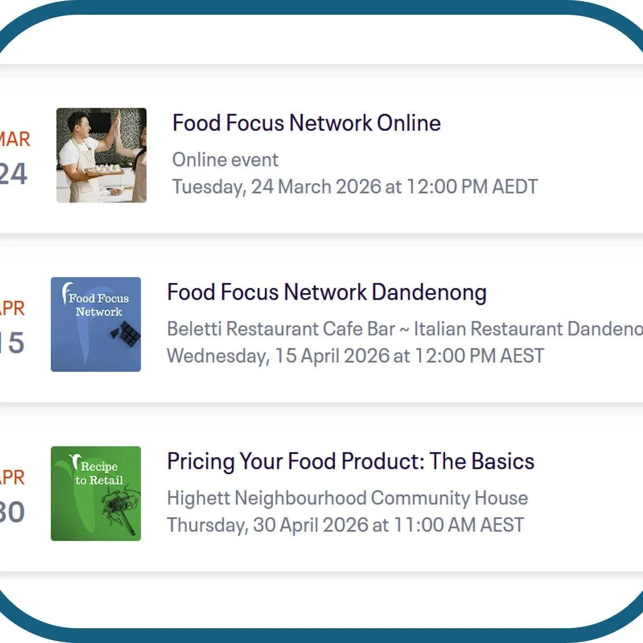 Besides our networking group there's other ways you can get some help with practical aspects of your food business - workshops! There's one coming up in person on 30th April in Highett (Melbourne) on pricing and costing your food product. We hoped to