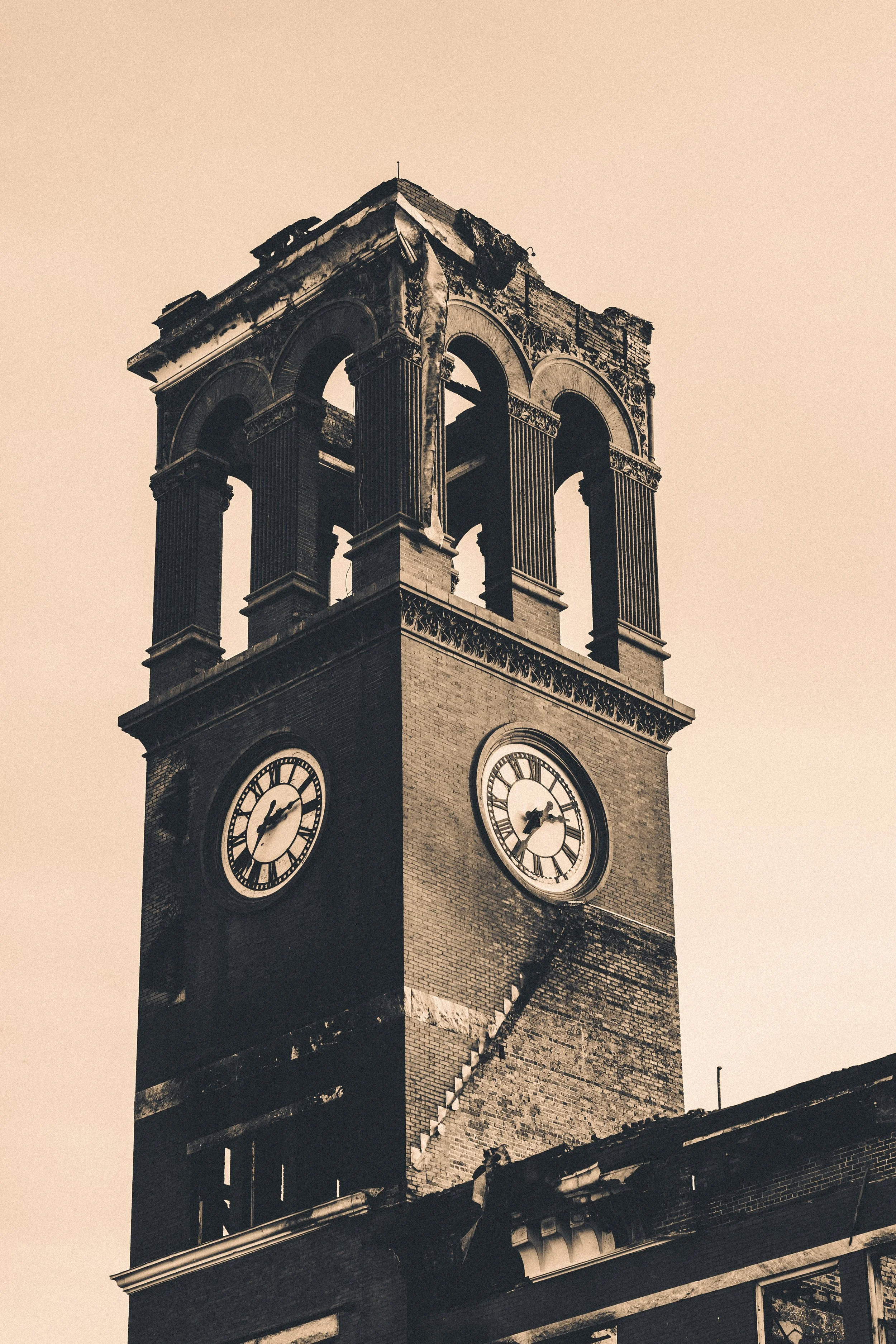 Burned Clocktower B&W (1 of 1).jpg