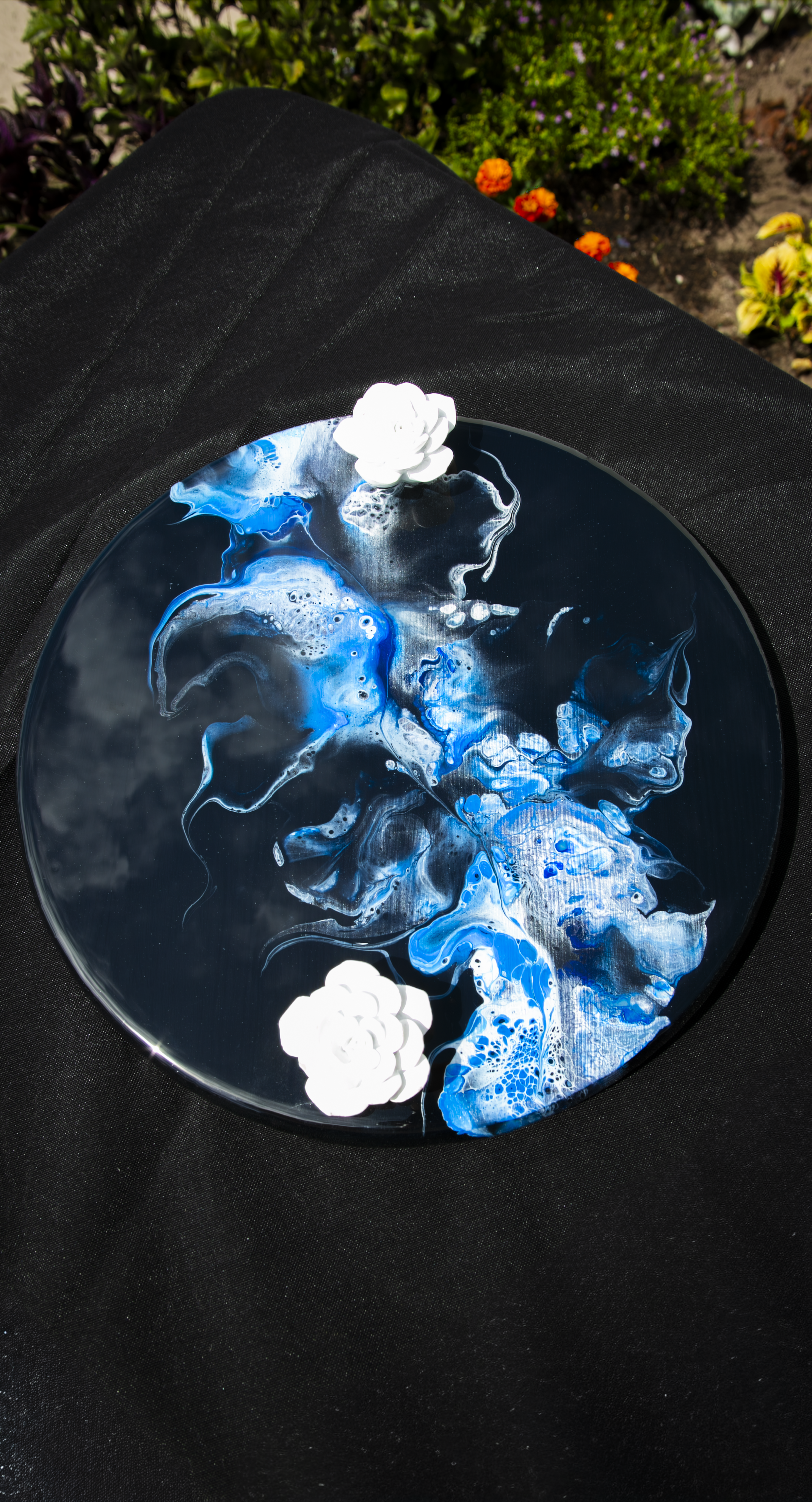 Blue and White Flower Tray