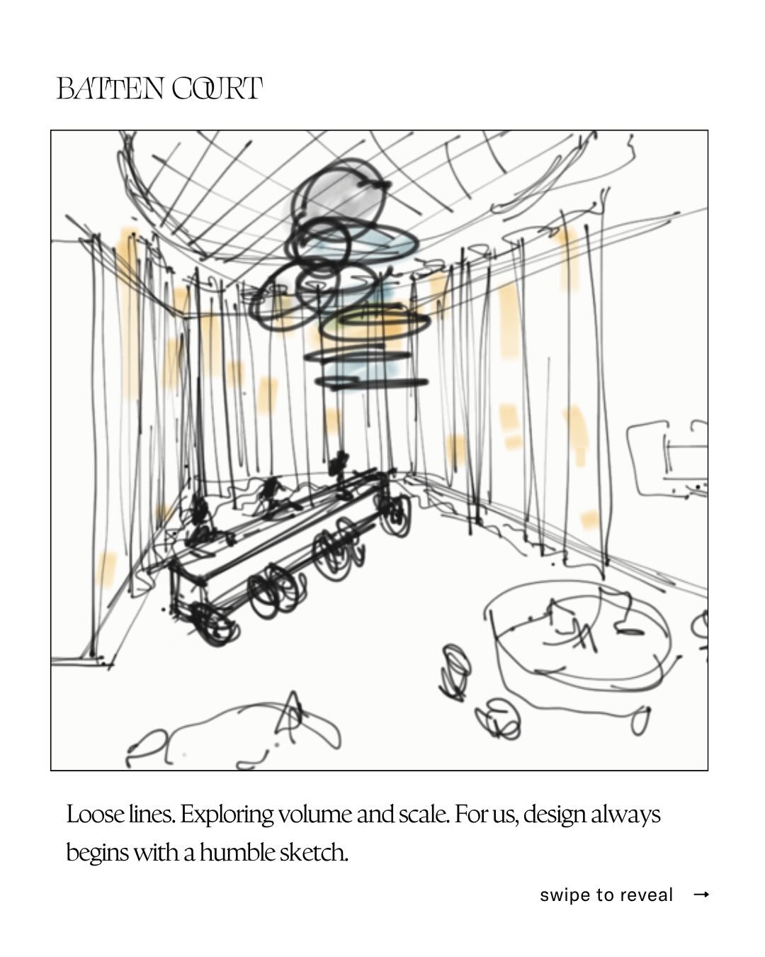 Oooh those magical those first, loose lines. It&rsquo;s where we get to explore volume, test scale, and let creativity run wild without constraints. 

Sketching allows us to capture the feeling and flow of a space long before we lock in the technical