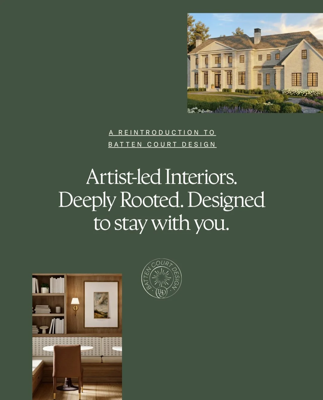 Good design starts with how a space should feel. At Batten Court Design, we create thoughtful interiors for homes and hospitality spaces, balancing artistry, function, and the people who will experience them every day. 

Curious what we could create 