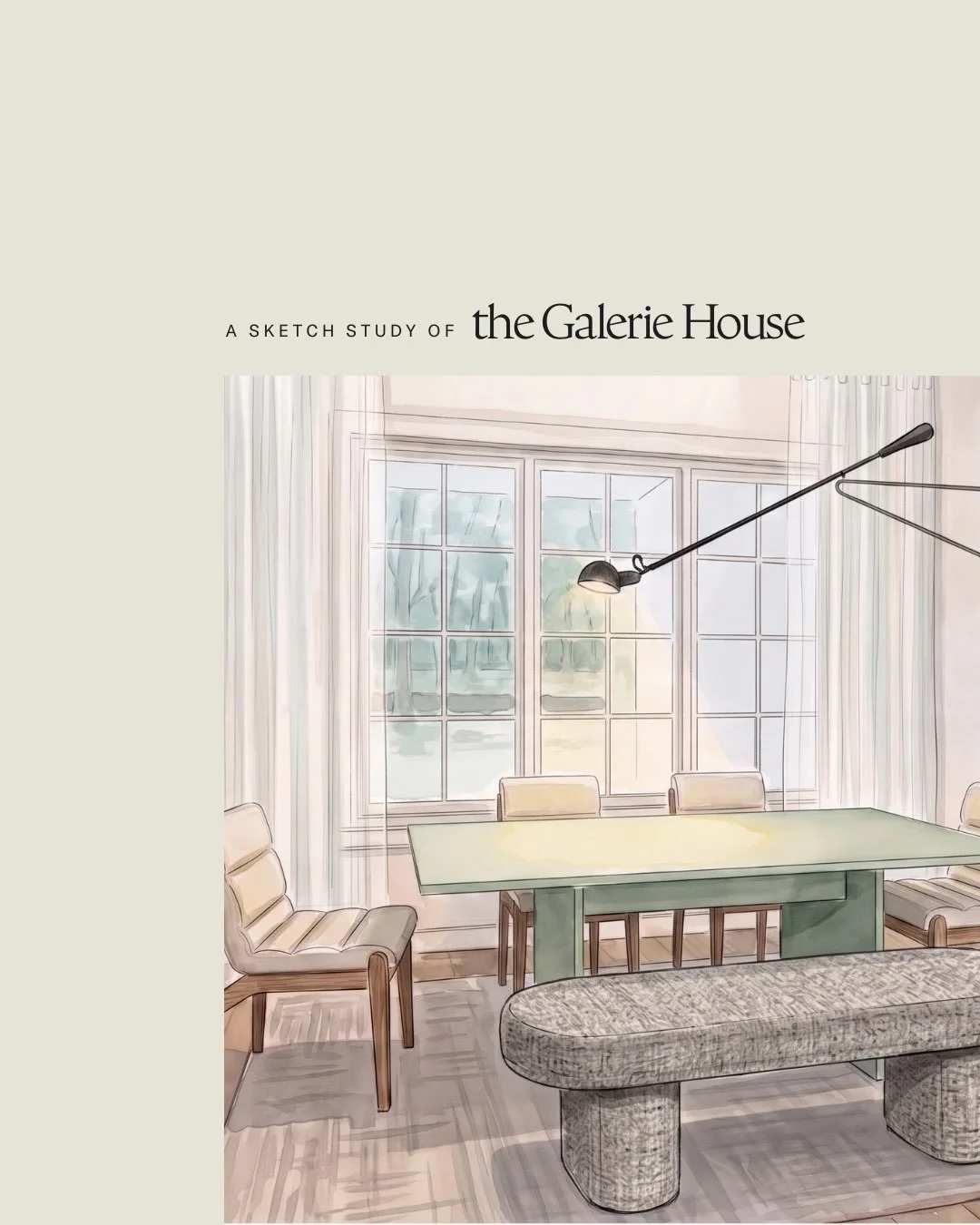 These are a few watercolor sketches for our latest whole house furnishings projects: the Galerie House. 

Our scope is to develop interior layouts, source all furnishings, textile and decor for a newly constructed home in Forest Creek. 

Our clients 