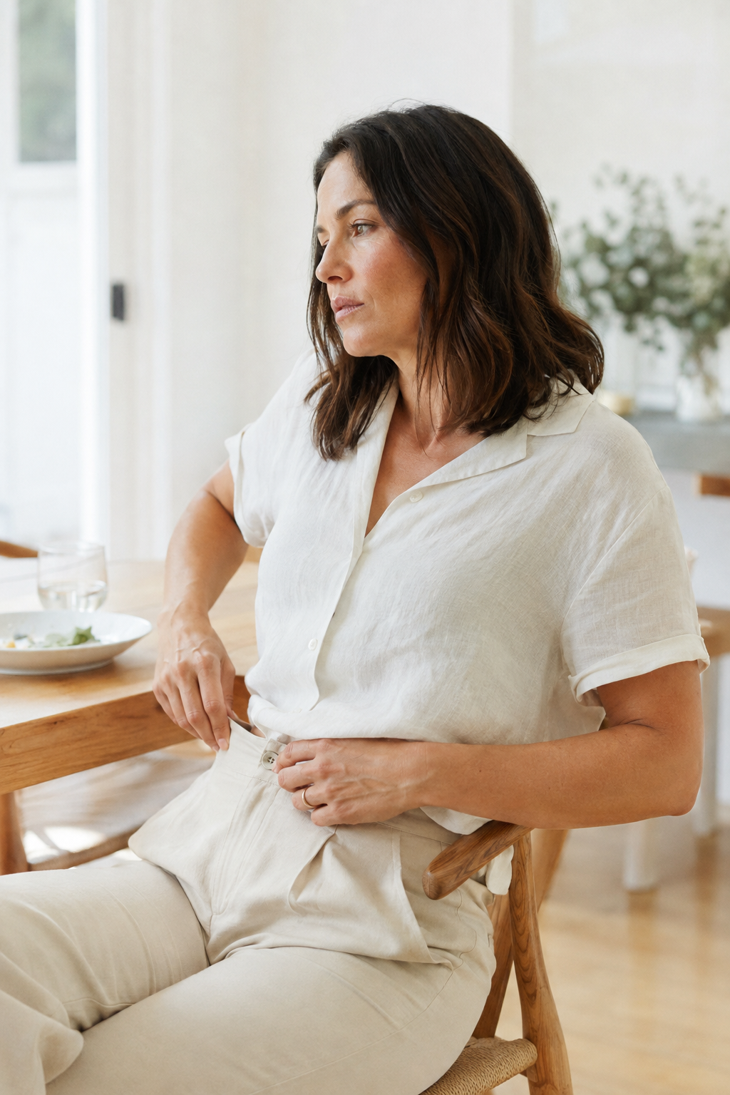 Woman bloated after a meal