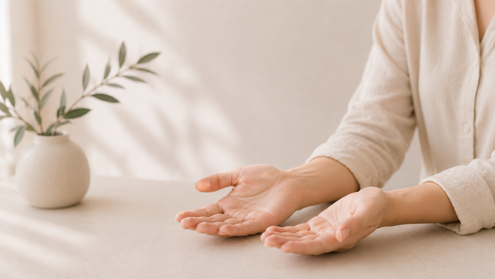 Woman holding hands out to help